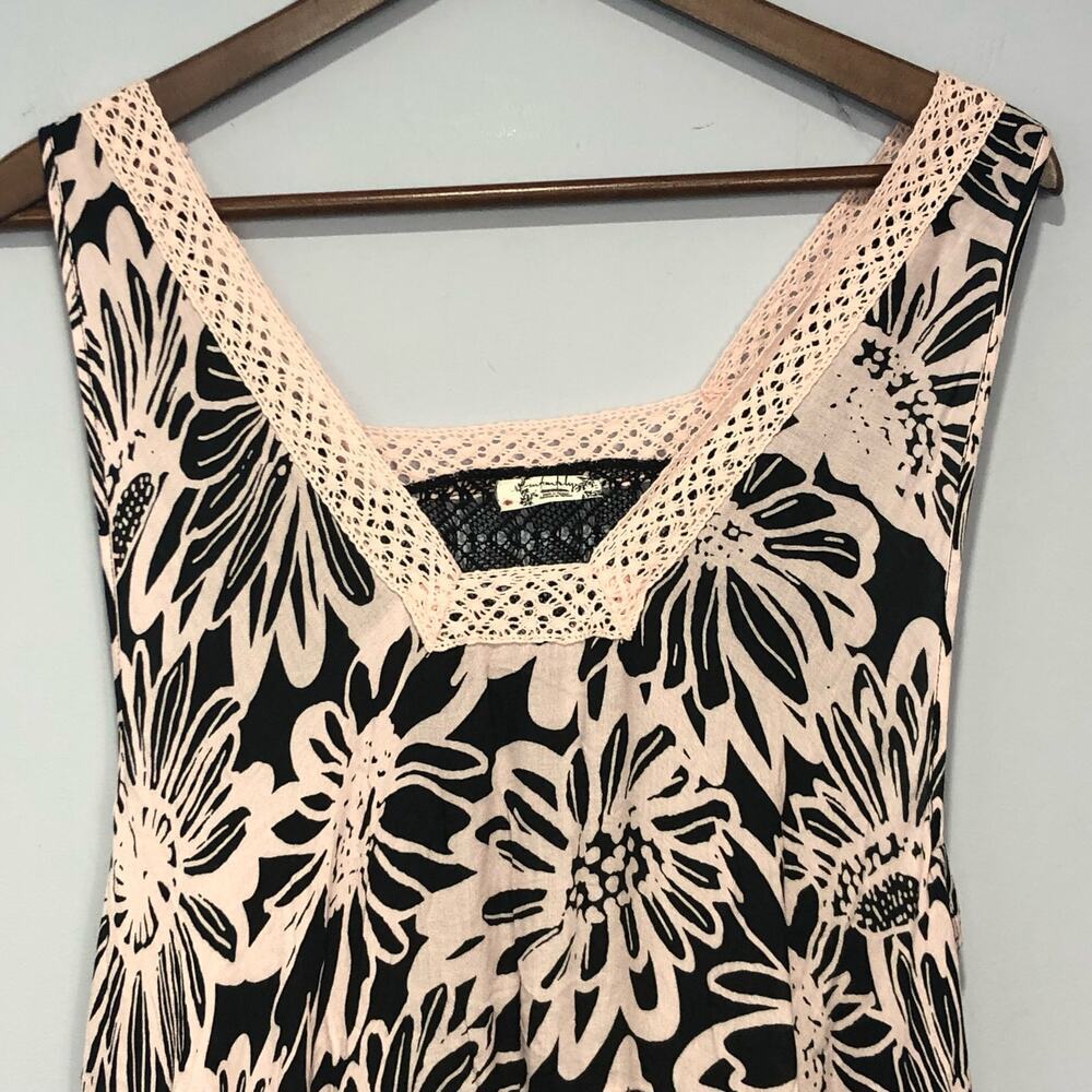 Free People X Intimately Tiers For You Sleeveless Floral Maxi Dress Black Pink M - Picture 5 of 9